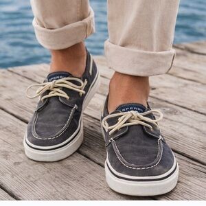Sperry Washed Canvas Boat Shoes Coastal Preppy 90s Minimalist Size 9.5